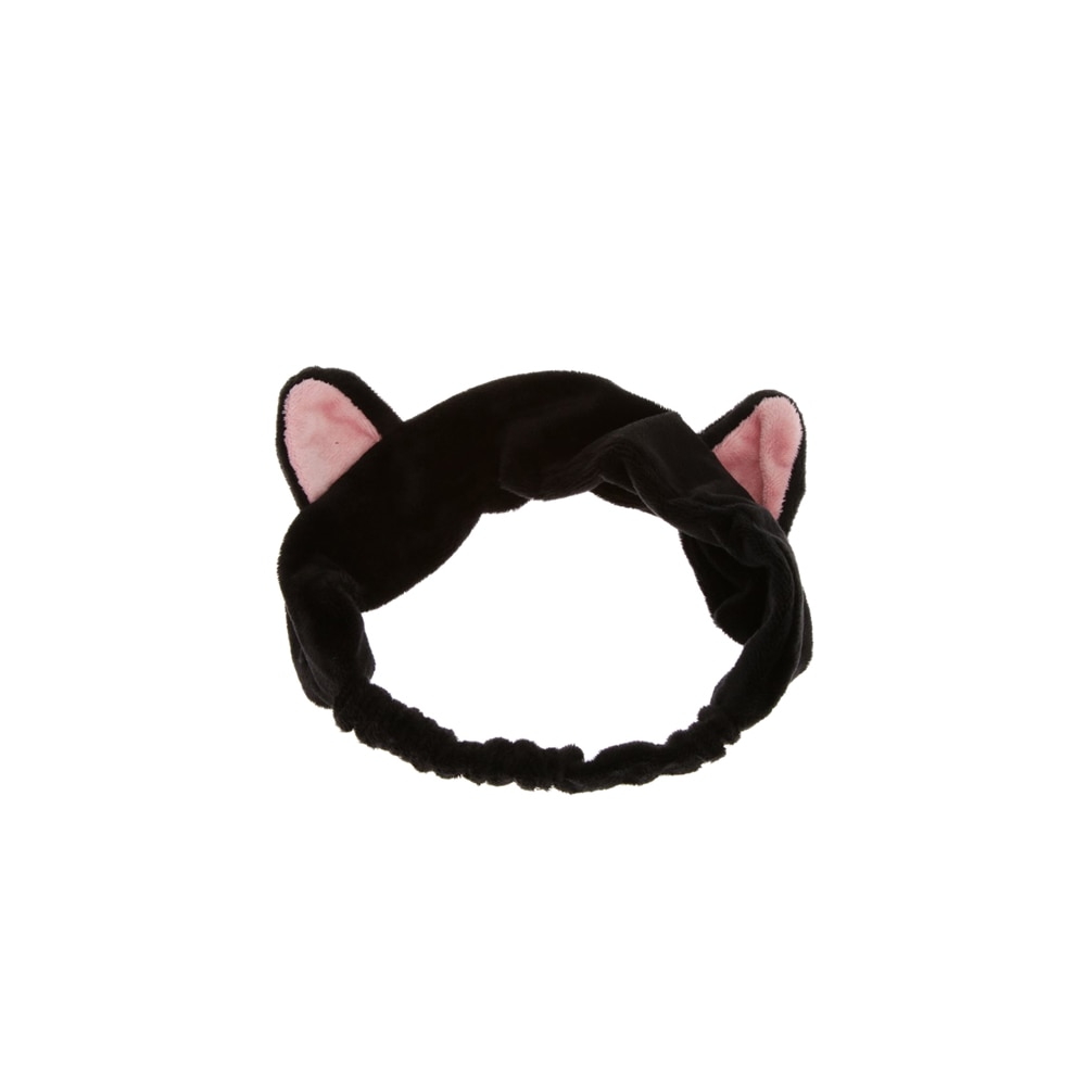 Bandeaux oreilles de chat pour femmes et filles, accessoires de maquillage, lavage du visage, Turban noir