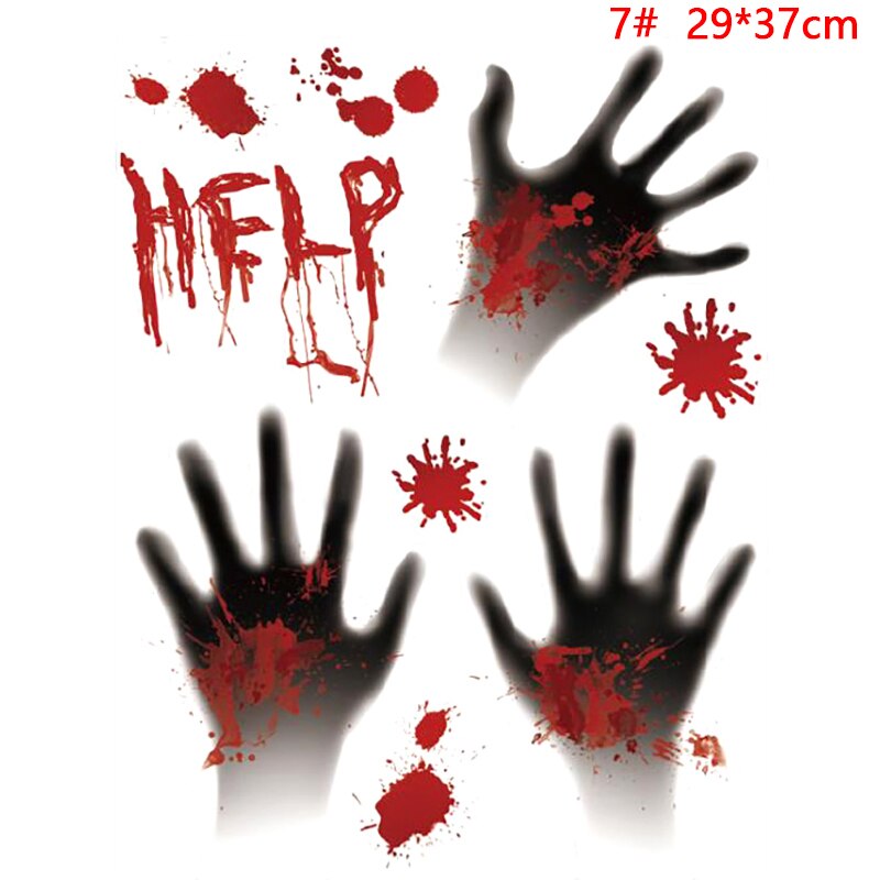 Horror Decal Blood Handprint Glass Window Sticker Halloween Decor Wall Stickers: 7