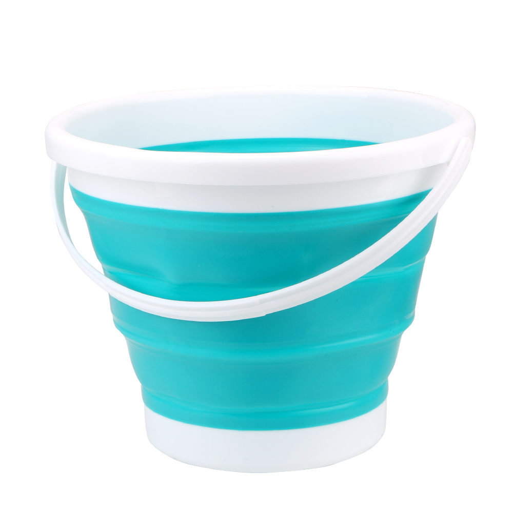 Portable Folding Bucket Car Wash Outdoor Fishing Save Space Round Bathroom Kitchen Camping Bucket Collapsible Storage Bucket: Blue