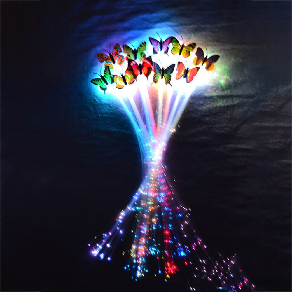 LED Haar flechten Blinkende LED Licht hoch Schmetterling Haar Clip flechten Optische Faser Haarnadel Party Dekor Für Leuchtende LED Party liefert