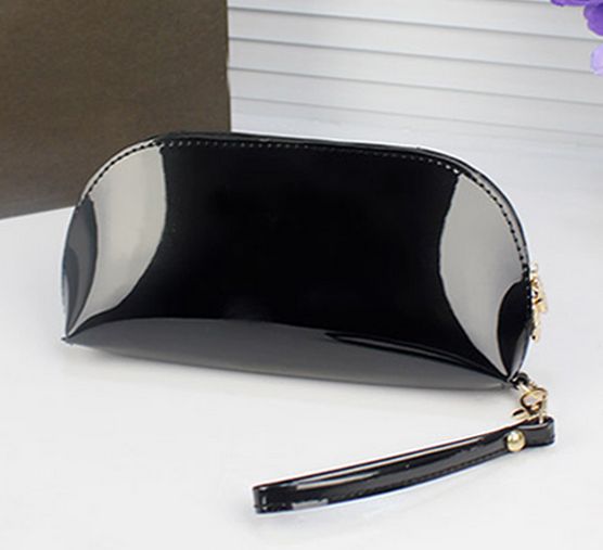 Mode Vrouwen Portemonnee Lakleer Snoep Kleur Clutch Bag Preppy Mooie Coin Handtas Shell Rood Zwart Wit Portefeuilles: Black