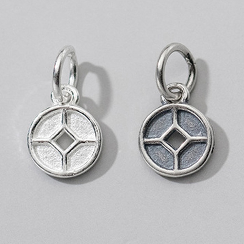 925 argent Sterling apporter Fortune pièce de monnaie chinoise Dangle breloques 8MM argent à venir pendentif en argent pour femmes hommes bijoux à bricoler soi-même faire