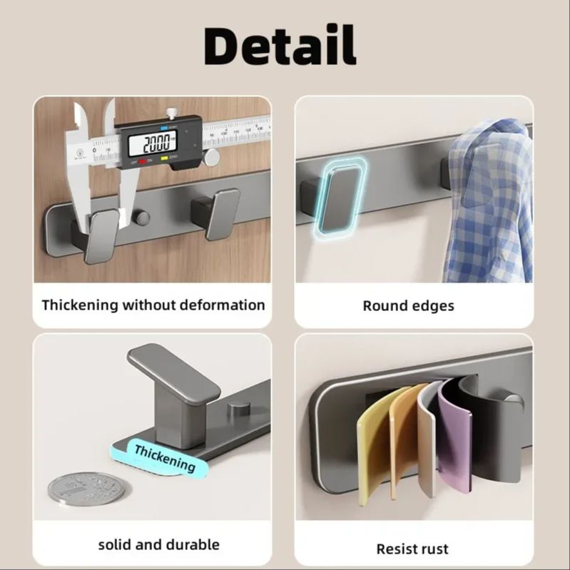 Coat Hook Wall Rack Hanger - Black Coat Rack with Hooks Wall Hooks for Hanging Hat Key Bag Towel Wall Mount Coat Rack