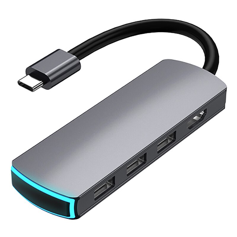 Estación de acoplamiento para ordenador portátil 6 en 1 USB C 3 USB 3,0 + 4K HDMI + TF + SD + Puerto tipo C Puerto USB HUB/centro de datos tipo C