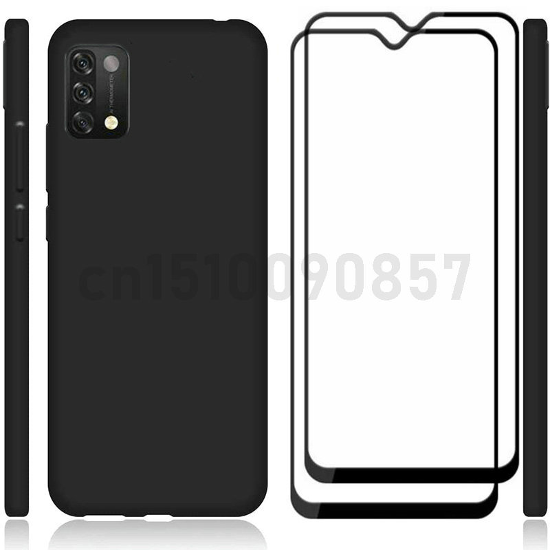 3-- in- -1- schutzhülle aus glas und silikon für umidigi  a11 , 6.53 "-hülle für umidigi  a11 Profi max, displayschutzfolie aus gehärtetem glas für umidigi Energie 5: Für umidigi Energie 5 / Schwarz