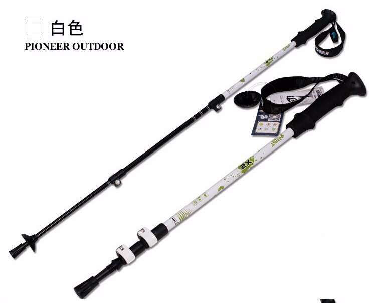 Ultra-light Trekking Ski Pole Walking Stick Adjustable Telescopic Hiking Alpenstock Carbon Fiber Climbing Skiing Cane: white  Walking Stick