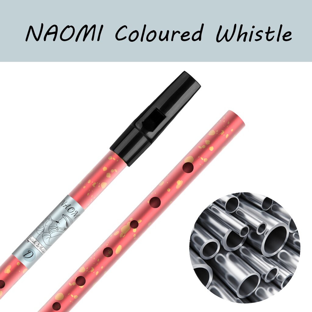 NAOMI Penny Whistle Tin Whistle irlandés silbato flauta clave flauta irlandesa de Penny Whistle 6 agujeros rojo