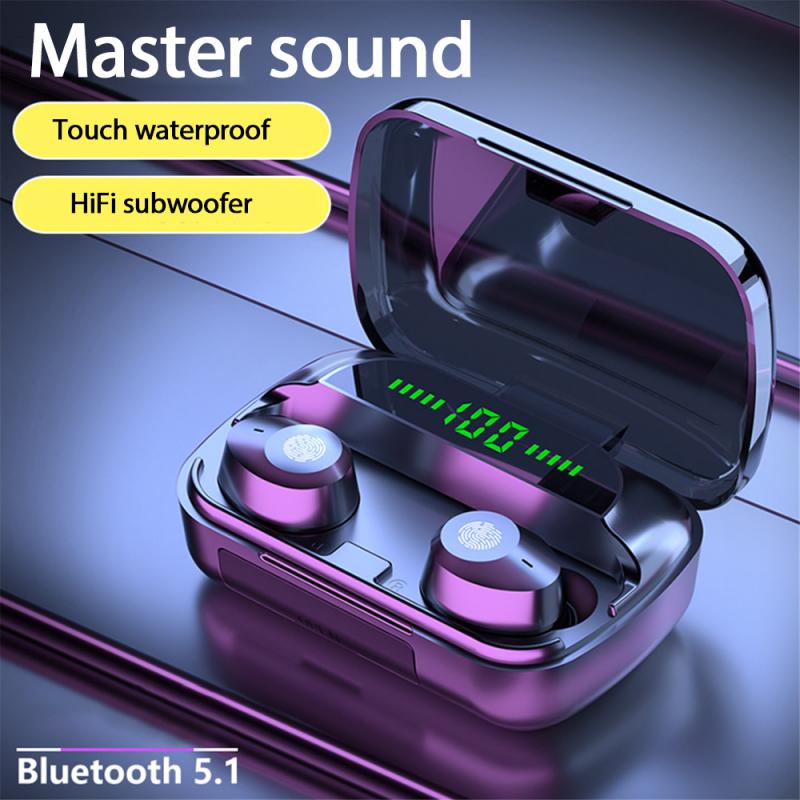 M5 TWS Wireless Headphones Bluetooth V5.1 HD LED Display One-button Control HIFI Stereo IPX6 Waterproof,for IPhone SAMUNG