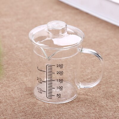 Taza medidora de vidrio resistente al calor, taza de leche para niños, horno microondas, taza de agua, cubierta transparente: 04