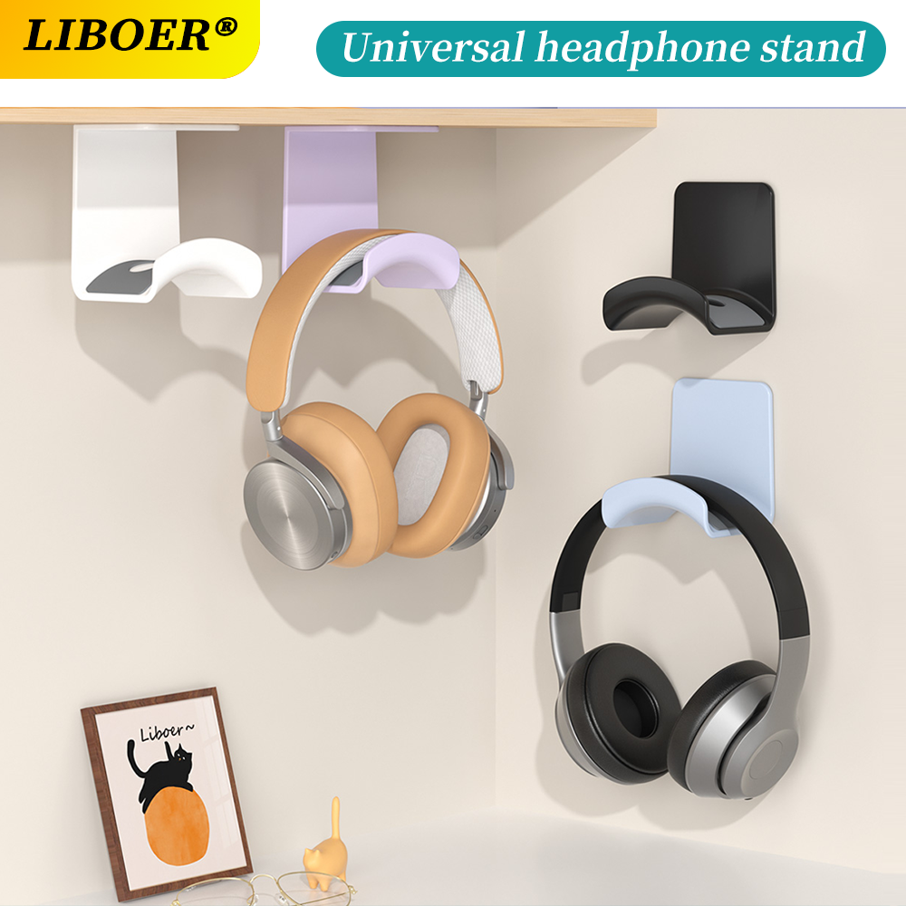 Universele hoofdtelefoonstandaard zelfklevende kunststof muurbeugel onder bureau Headset Rack Holder Ondersteuning voor gaming-oortelefoonbeugel