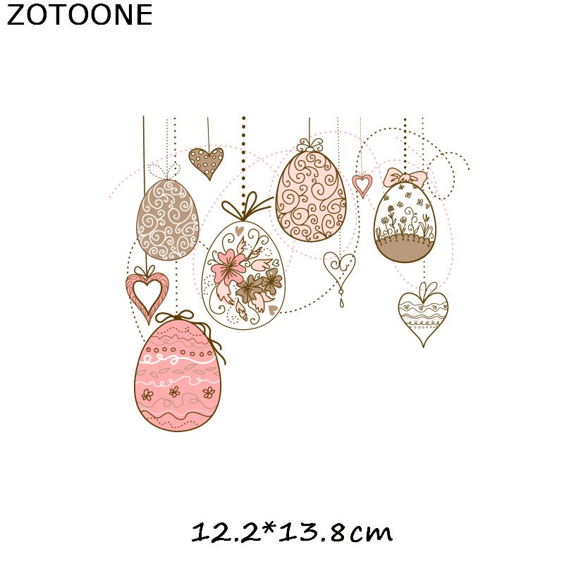 Zotoone Gelukkig Paashaas Eieren Iron On Transfer Patches Voor Kleding Een-Niveau Wasbare Diy Decoratie Print Door huishoudelijke C: Grey