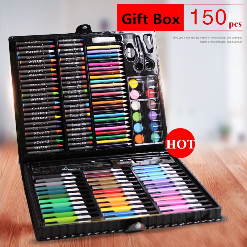 150PCS/Box Art Drawing Set With Watercolor Pens-Crayons-Oil Pastel-Color Pencils-Palette Paintings Tools Art Supplies Stationery