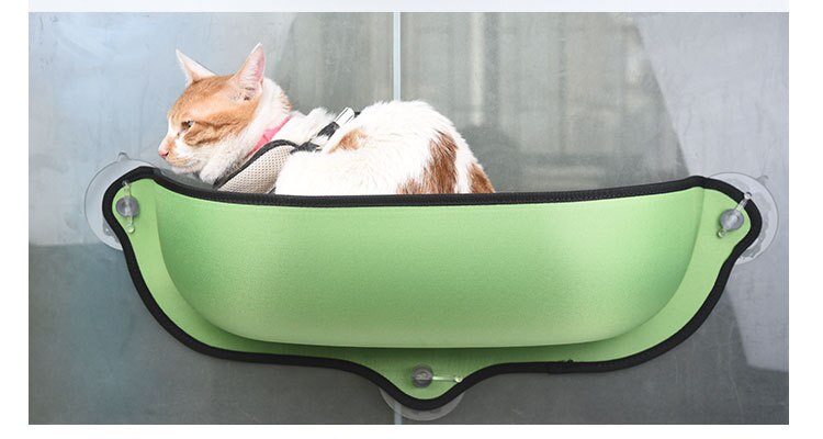 Cat Window Bed, Cat Window Perch, Cat Car Hammock Sunny Seat Lounger with 4 Suction Cups Cat Resting Sofa Safe Sunbath: Green
