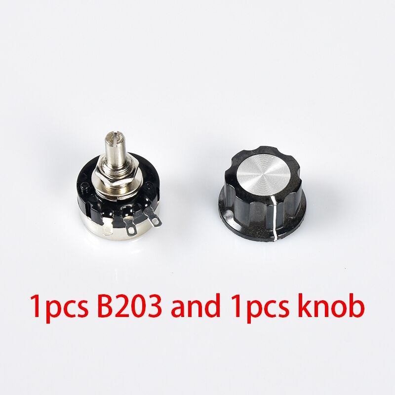 RV24YN-B203 Potentiometer and knob 2W 20K ohm carbon film governor battery car Adjustable resistance console Repair parts: B203 and No 3 knob