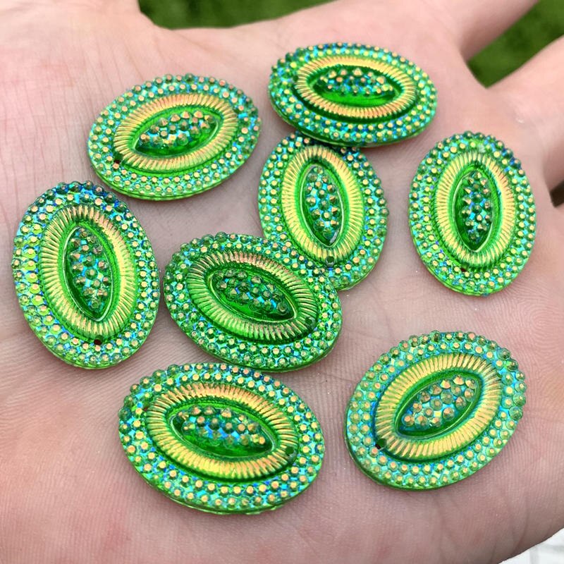20 Uds. De diamantes de imitación de resina Ovalada para manualidades, accesorios de joyería, 18x25mm, AB, HE45: E456