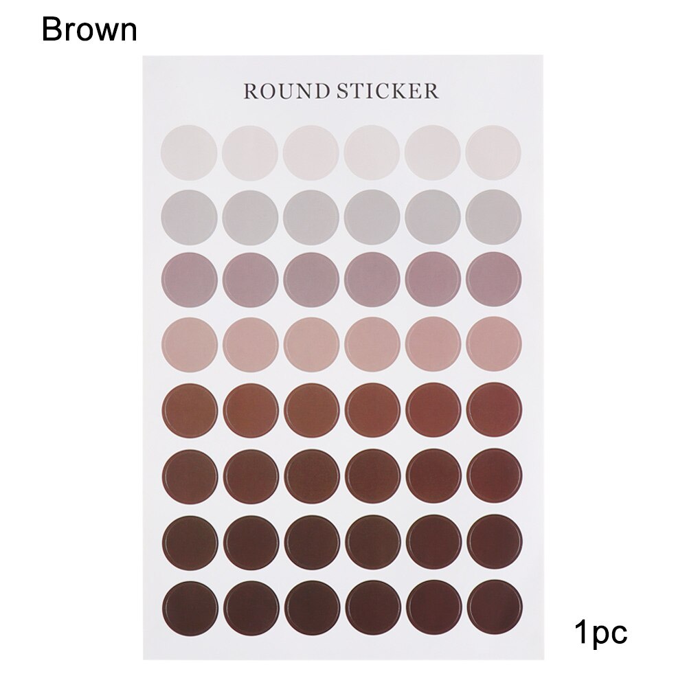 DIY Writeable Solid Color Stickers Kawaii Dot Stationery Stickers Scrapbooking Albums Paper Adhesive Sticker For Kids Supplies: brown