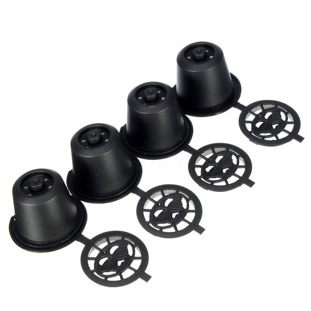 Cápsulas de café reutilizables recargables para máquinas Nespresso, cuchara, cápsula, taza para máquinas Nespresso, para amantes del café, 4 Uds., n. ° 40: Default Title