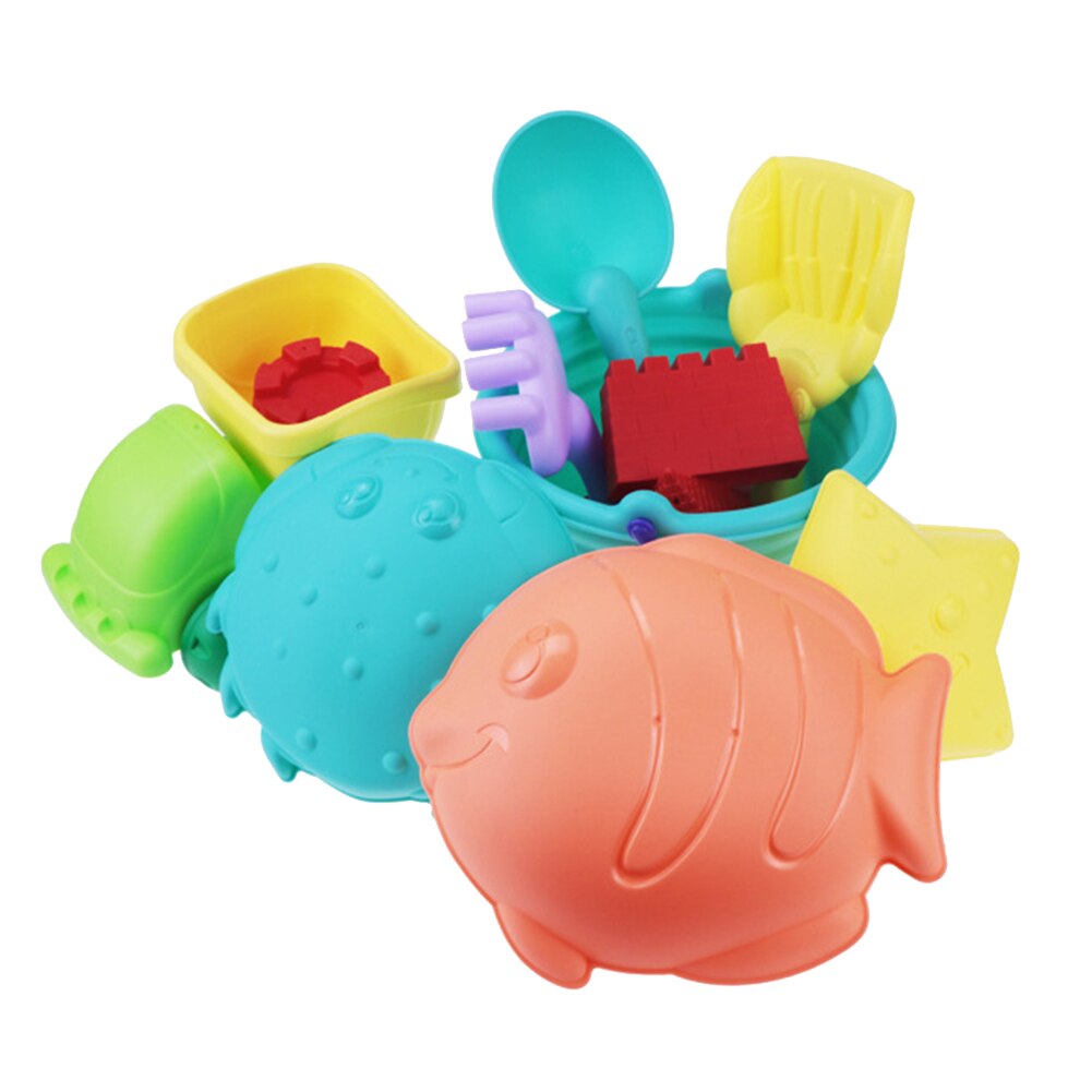Voiture de plage pour enfants, jouet de sable, château, seau, pelle, râteau, 11 pièces