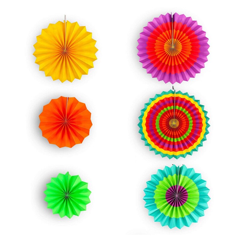 6 Set Mexican Party Decoration Supplies Paper Fan Flower Set Wedding Decoration Arrangement Paper Fan Flower