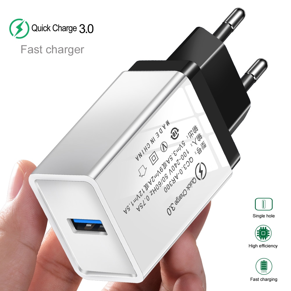 Suhach Quick Charge 3.0 USB Charger QC 3.0 QC Turbo Fast Charging EU Travel Wall Charger For Xiaomi mi 9 Huawei P30 Mobile Phone