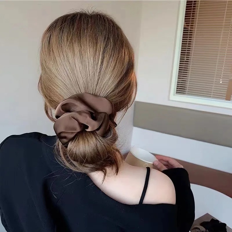Accesorios para el cabello De Seda francesa para Mujer textura elástica Cheveux Complementos De Scrunchies Gomas Pelo Mujer bandas corbata satén