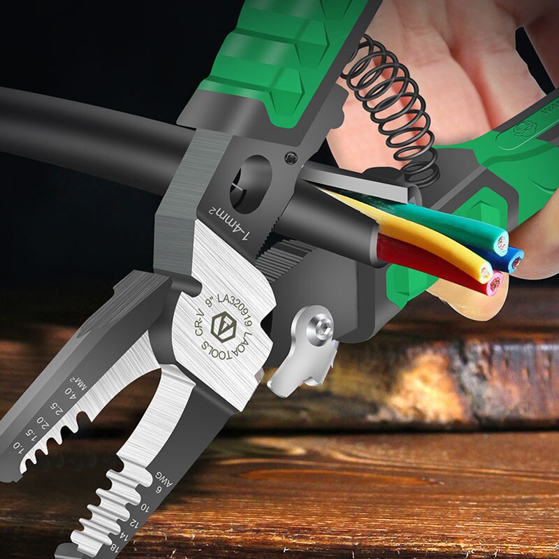 Laoa 9 in 1 elektriker tang multifunksjonell nesetang for wire stripping kabelkutter terminal krymping håndverktøy