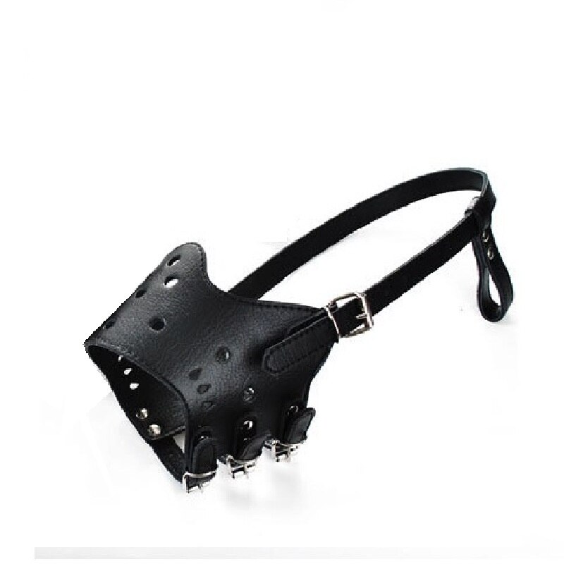 Dog Muzzle PU Leather Breathable Adjustable For Small big Dogs Muzzles Anti-Bite Safety and dog accessories: Black / S