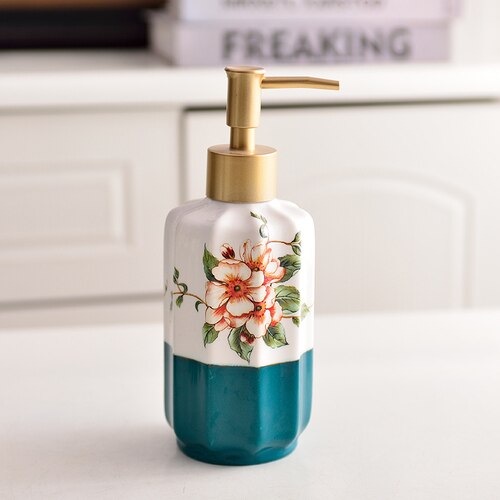 Newyearnew 1 stuk keramische handwasfles vloeibare emulsie zeepdispenser retro badkamerdecoratie accessoires: D