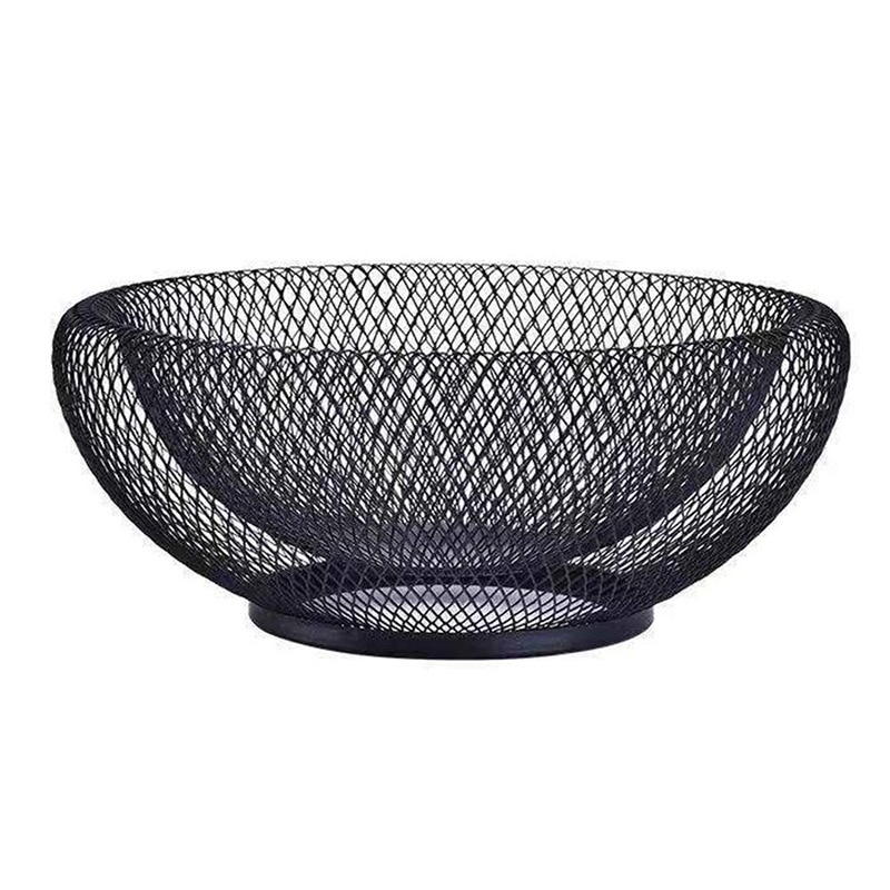 Metal Mesh Countertop Fruit Snacks Basket Bowl Stand for Kitchen, Large Black Decorative Table Centerpiece Holder f: Default Title