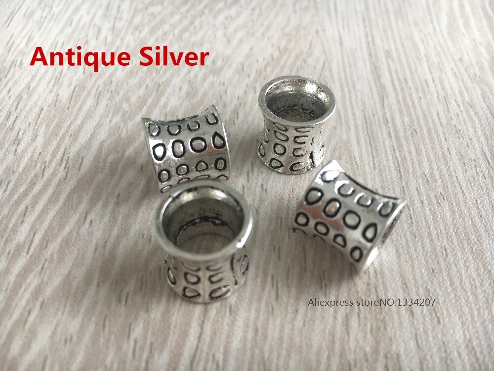 5 uds-10 Uds. De plata antigua/latón antiguo Trenza para el pelo dread dreadlock cuentas cuff aprox. 8mm agujero