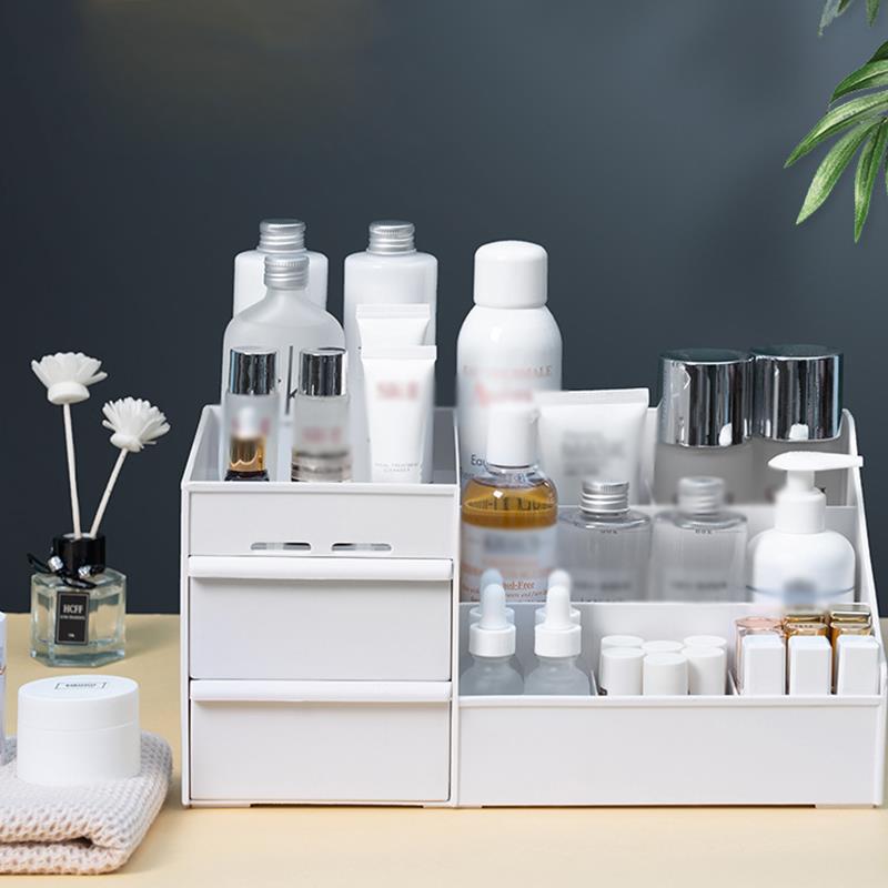 Pojemny organizer na przybory robić makijażu, pudełko na kosmetyki, pojemnik stołowy z szufladkami, na lakiery robić paznokci, biżuteria