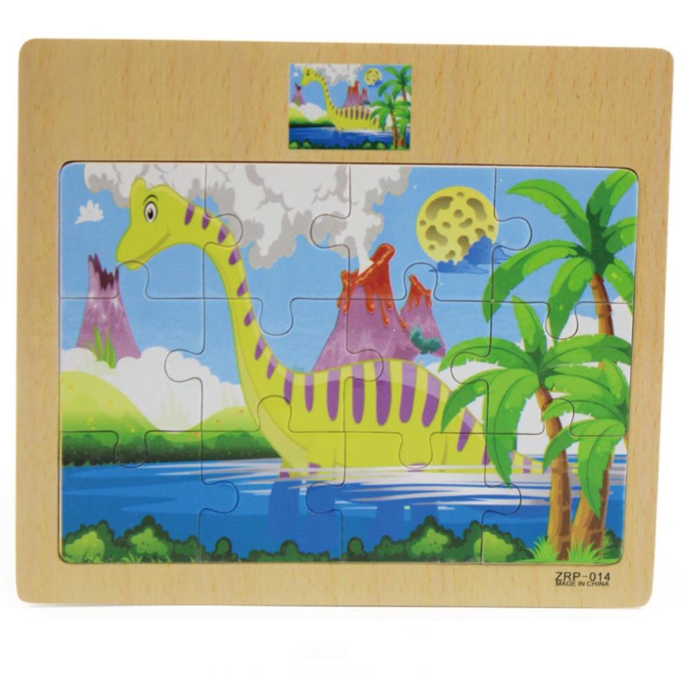 15x17cm Formato Animali di Legno E Auto Puzzl Puzzle Bordo di Giocattoli Per Bambini di Educazione Precoce Interessante Puzzle Di Legno Del Giocattolo: dinosaur