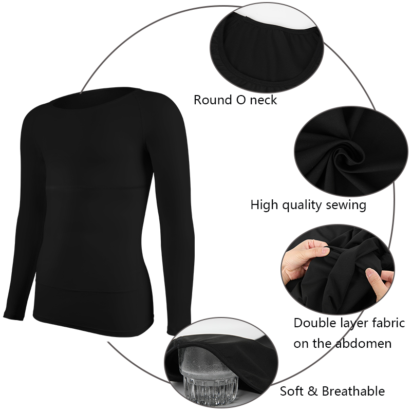 Herren Kompressionsshirt Unterhemd Schlankheits-Tanktop trainieren Langarm Bauch Bauch schlank Karosserie Gestalter
