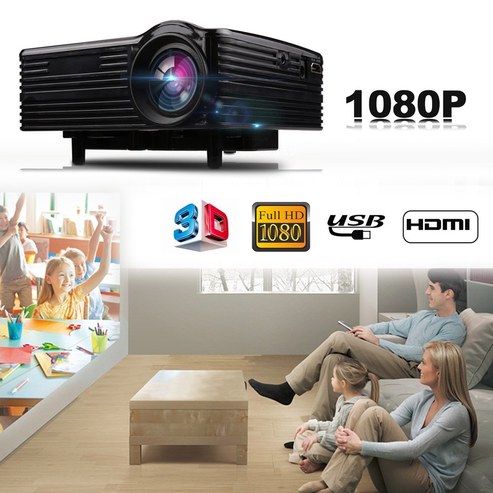 Mini Projector Portable LED HD 1080P 3D Video Home Theater Cinema Multimedia Supports PAL NTSC Portable Projector Home Media