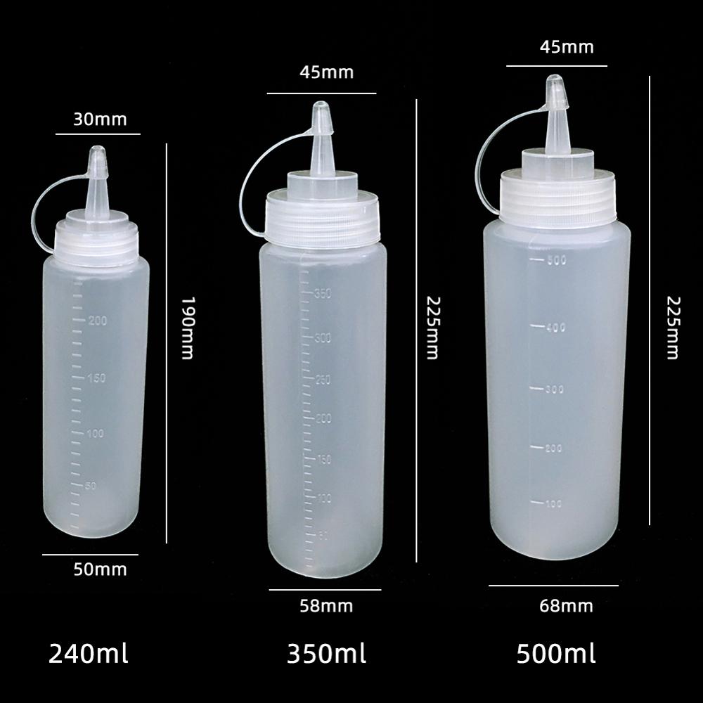 Condiment Squeeze Bottles Sauce Squirt Bottle with Twist On Cap Lids Ketchup Mustard Mayo Sauces Oil Bottles Kitchen Gadget