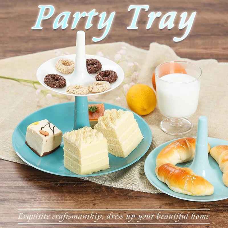 Party Tray Detachable 3-layer Fruit Pastry Snack Tray Stand for Wedding Birthday Festival Home Party Plastic HVR88