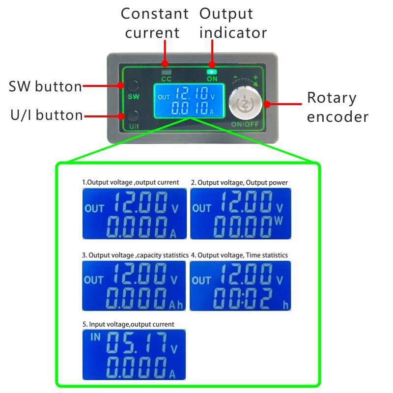 Dc Buck Converter Cc Cv Power Module 50V 5A 250W Verstelbare Gereglementeerde Voeding 5V 12V 24V Step-Down