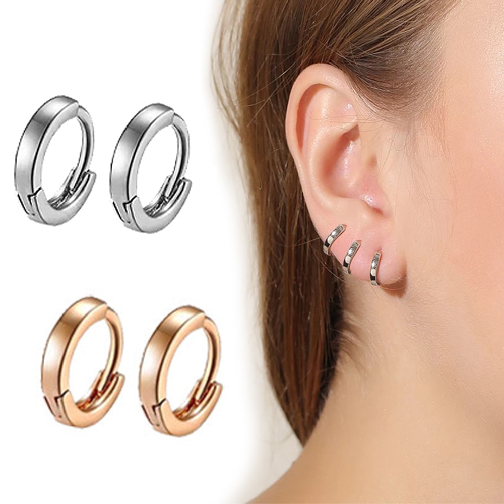 Leaf Shape Hoop Earrings Rhinestone Gold Color Surround Small Hoop Earrings Mini Slim Circle Earring Jewelry