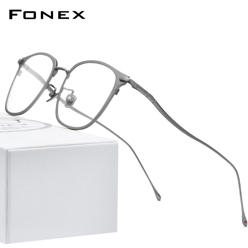 Fonex Pure Titanium Brilmontuur Mannen Vierkante Bijziendheid Optische Prescription Glazen Frame Vrouwen Ultralight Brillen 8522: Grijs