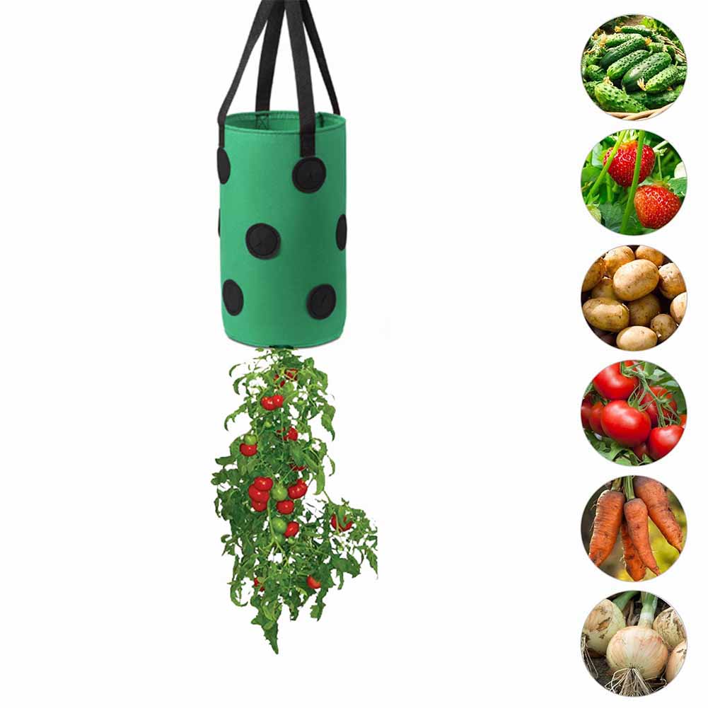 Opknoping Planten Vilten Tas Tuin Aardappelen Aardbei Ingemaakte Verticale Multi Mond Container Outdoor Plantaardige Planter Bonsai Zak