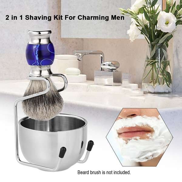 2 in 1 Men's Shaving Brush Razor Stand Holder Soap Bowl Shaving Brush Care Kit Male Shaving Bowl Tools Set