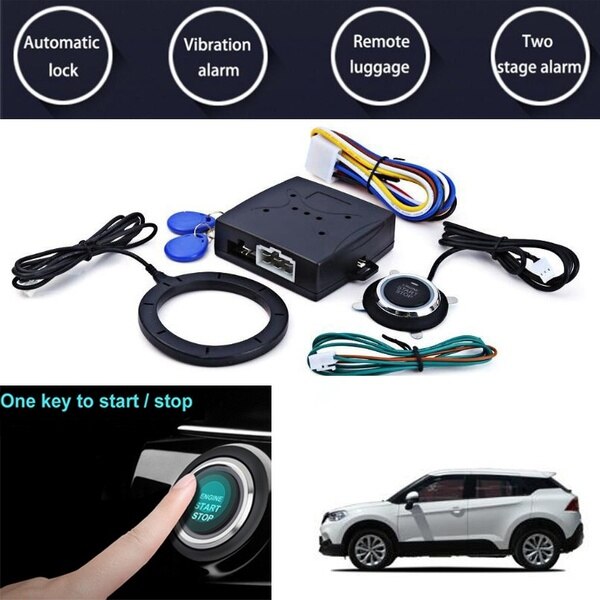 Car Alarm Engine Push Button Start Stop Button RFID Lock Ignition Switch Keyless Entry System Starter Anti-theft System