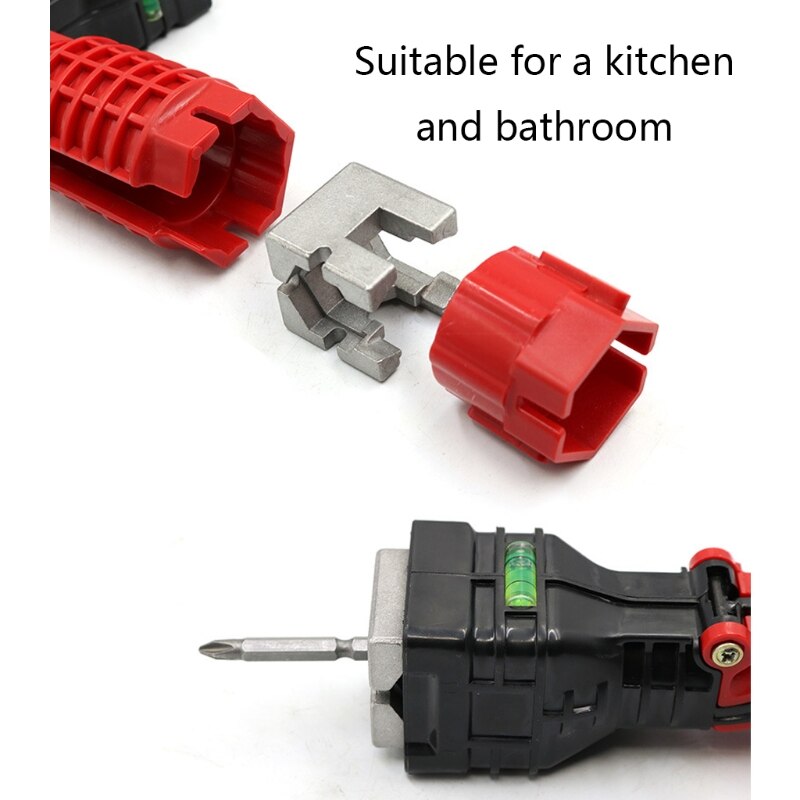 18 in 1 Foldable Water Pipe Wrench Double End Basin Bottom Pliers Sleeve Bathroom Faucet Sink Tool