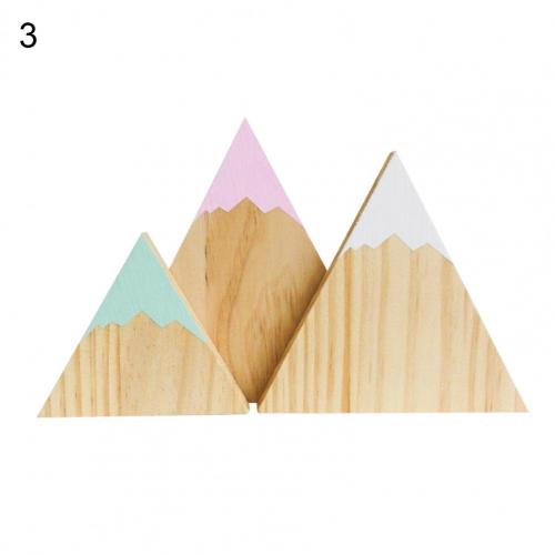 3Pcs/Set Wood Ornaments Snow Mountain Shape Photo Props Wood Hanging Wall Sign Kids Room Decor: 3
