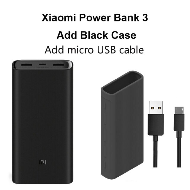 Xiaomi Power Bank 3 20000mAh Mi Powerbank USB-C 45W Portable Charger Dual USB Powerbank for Laptop Smart phone: Add case Micro USB