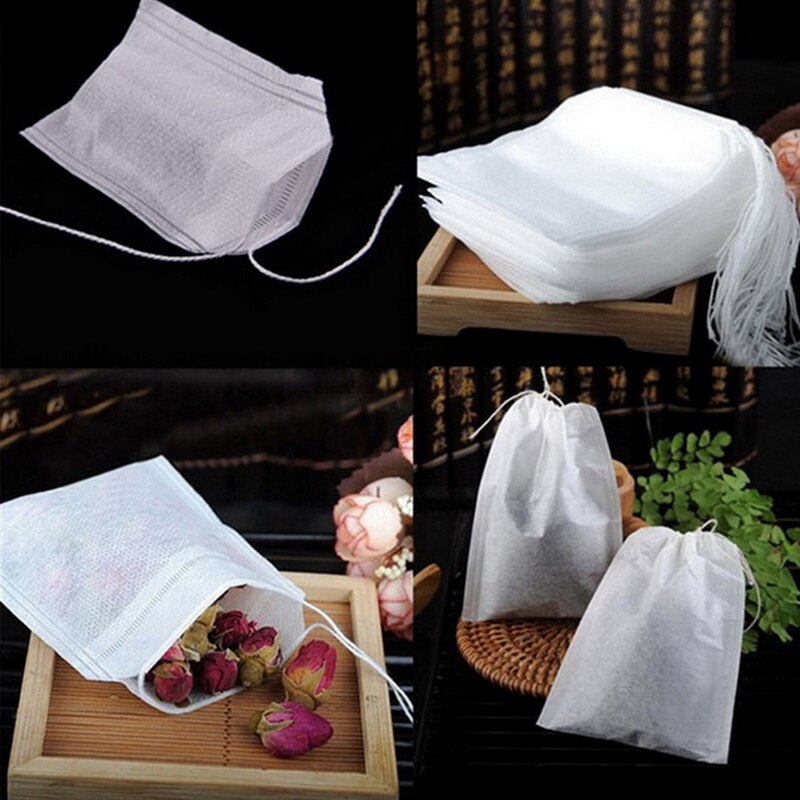 Theezakjes 100 stuks 5 x 7cm lege theezakjes met touwtje hele zegel filter infuser zeef voor losse koffie thee wegwerp papieren zakjes