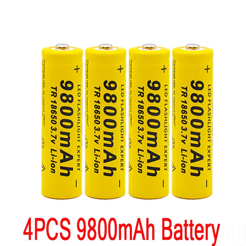 100% 18650 battery 3.7V 9800mAh rechargeable liion battery for Led flashlight battery 18650 battery +USB charger: 9800   4PCS