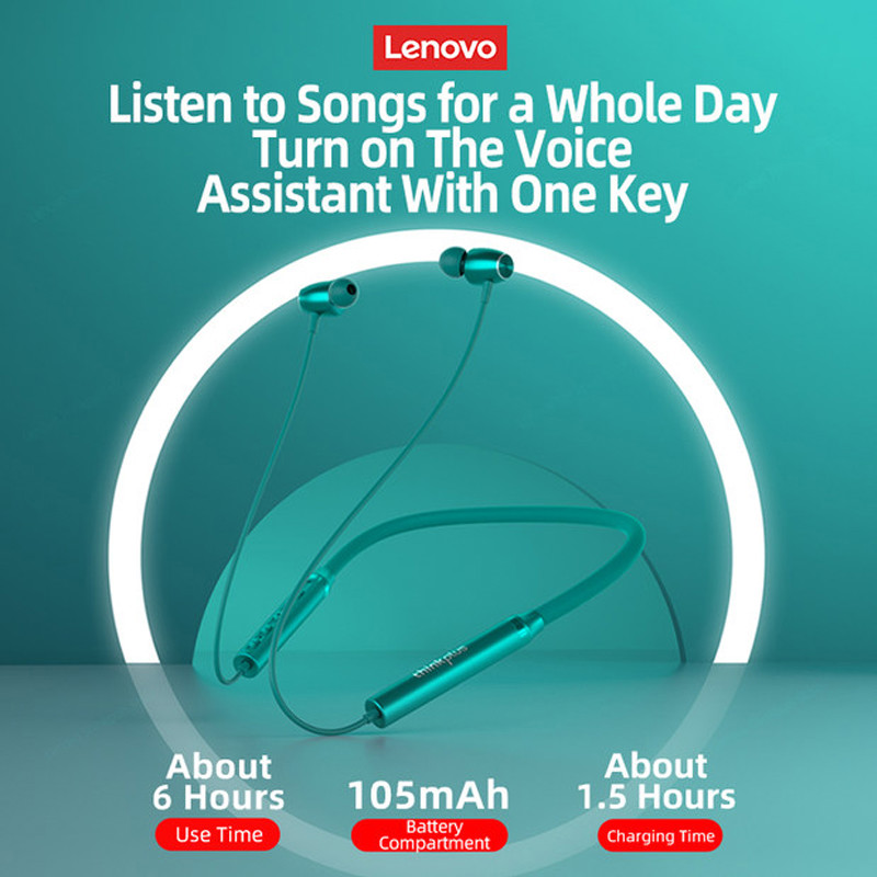 Original Lenovo HE05X Bluetooth 5.0 Nacken-Ohrhörer, hautfreundliches Kragen-Headset aus flüssigem Silikon, wasserdichte IPX5-Kopfhörer