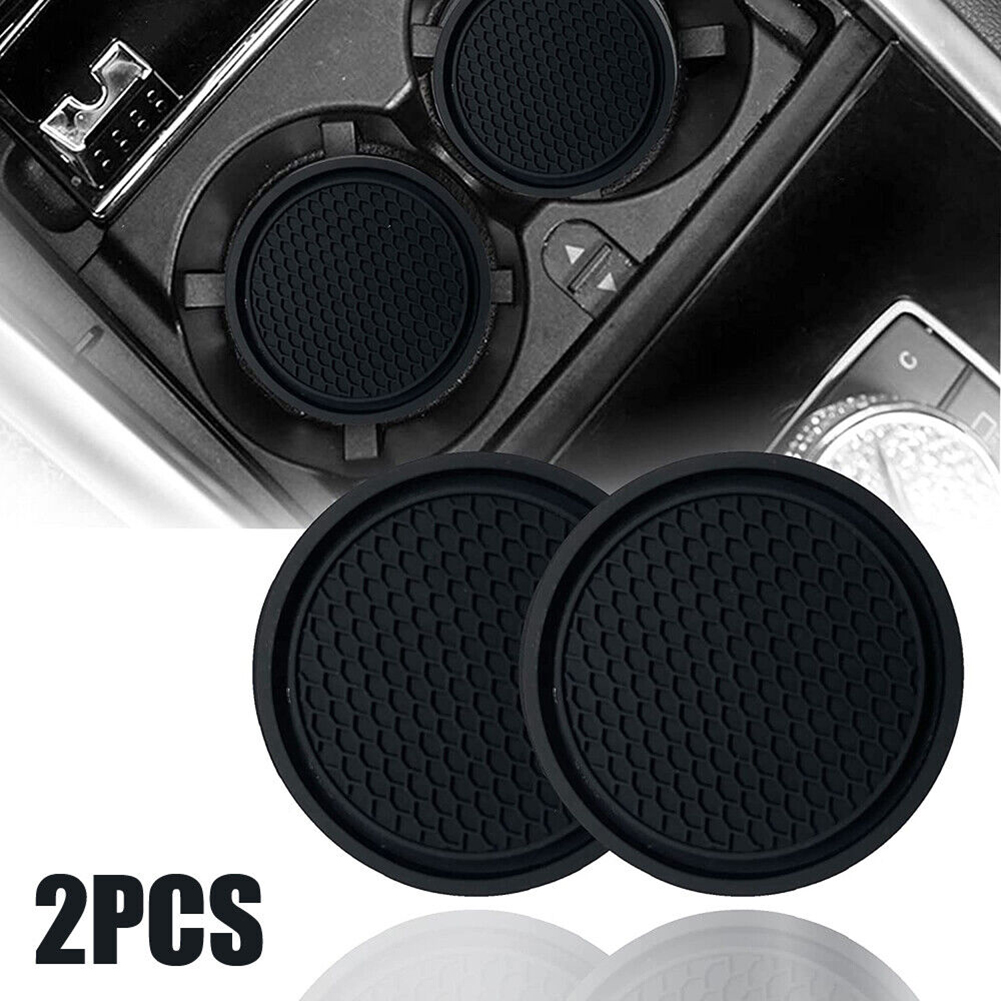 Portavasos negro para coche, posavasos antideslizantes, accesorios interiores universales, se adapta perfectamente a la mayoría de las tazas, 2 uds.
