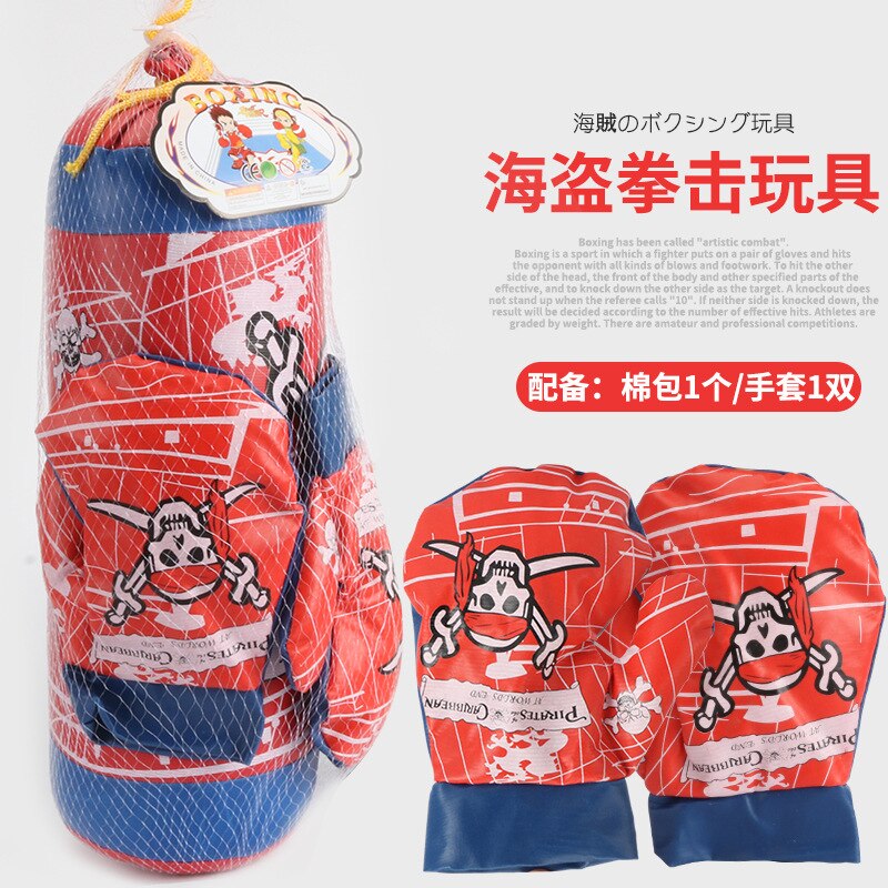 Kids Boxing Gloves Games Set Toys Karate Muay Sport Sand Bag Gloves Spider Training Punching Bag for Boys Outdoor Toy Target Bag: 38CM-glove and bag